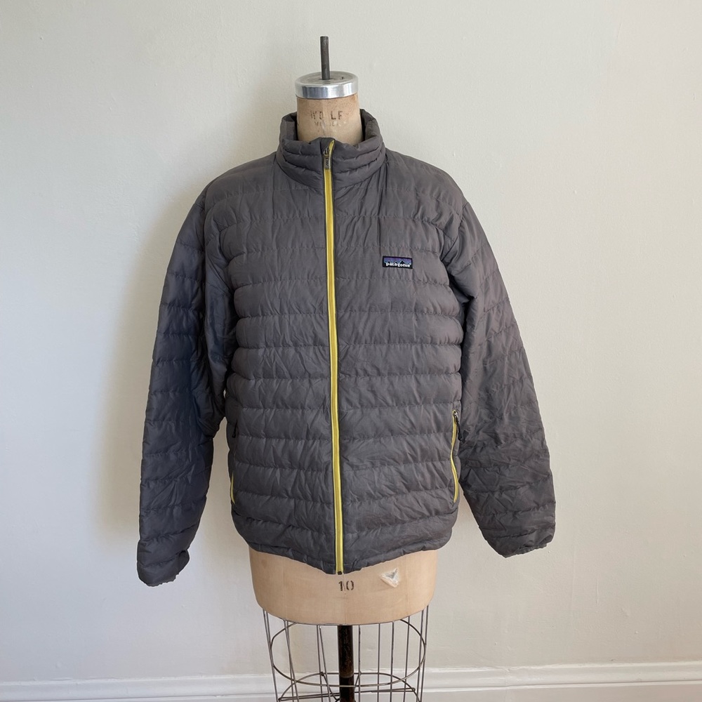 Patagonia Down Sweater Jacket puffer, grey & yellow, medium